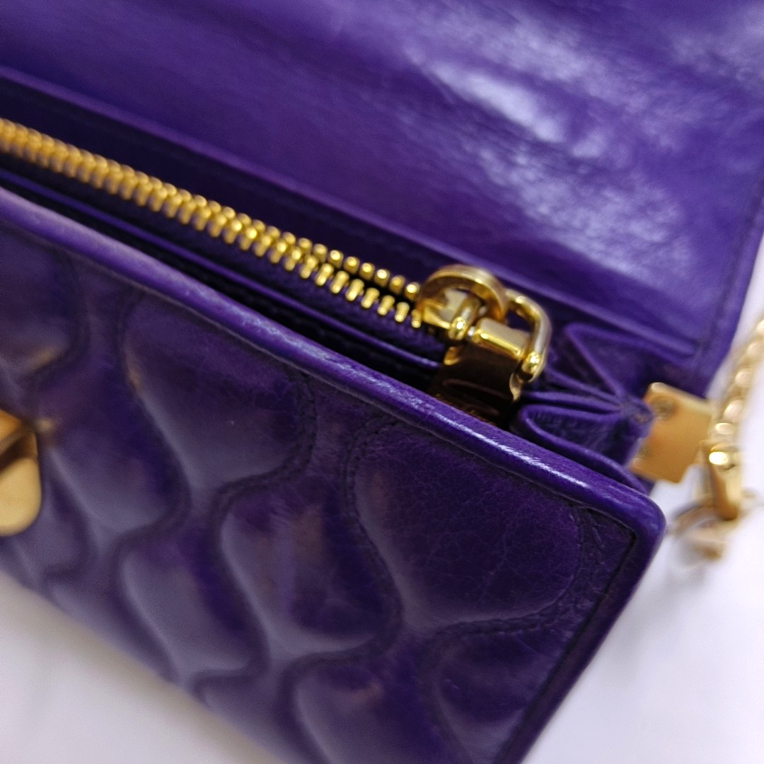 Miu Miu Purple Lamb Leather Quilted Wallet Golden hardware-(SKU)-947973528