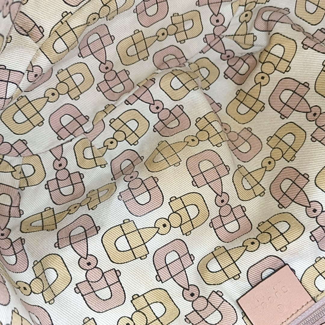 GUCCI D Gold Nude Pink Calfskin Monogrammed Tote Bag Single Shoulder Bag Golden hardware-(SKU)-13640994