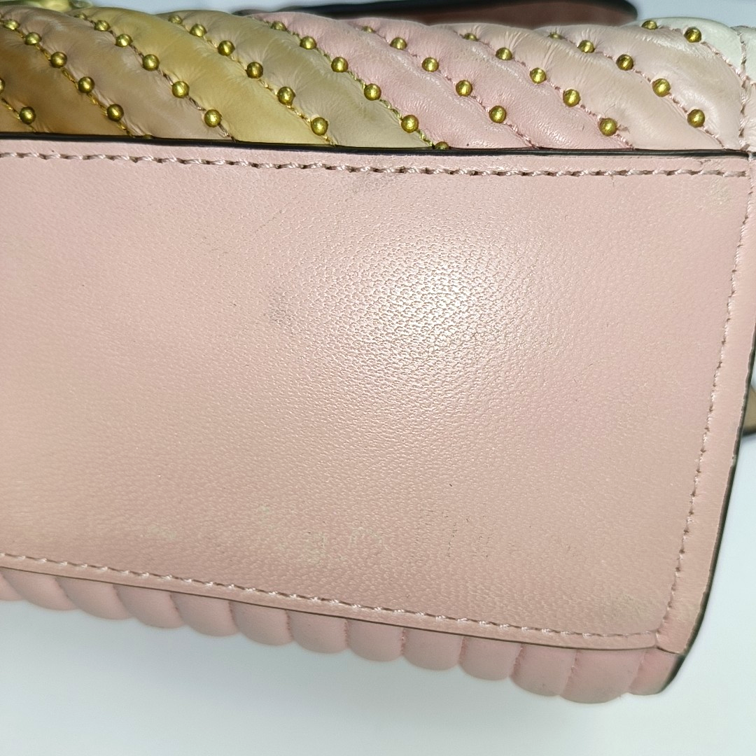 COACH PARKER 26 Pink Leather Stud Quilted Crossbody Shoulder Bag Golden hardware-(SKU)-929655469