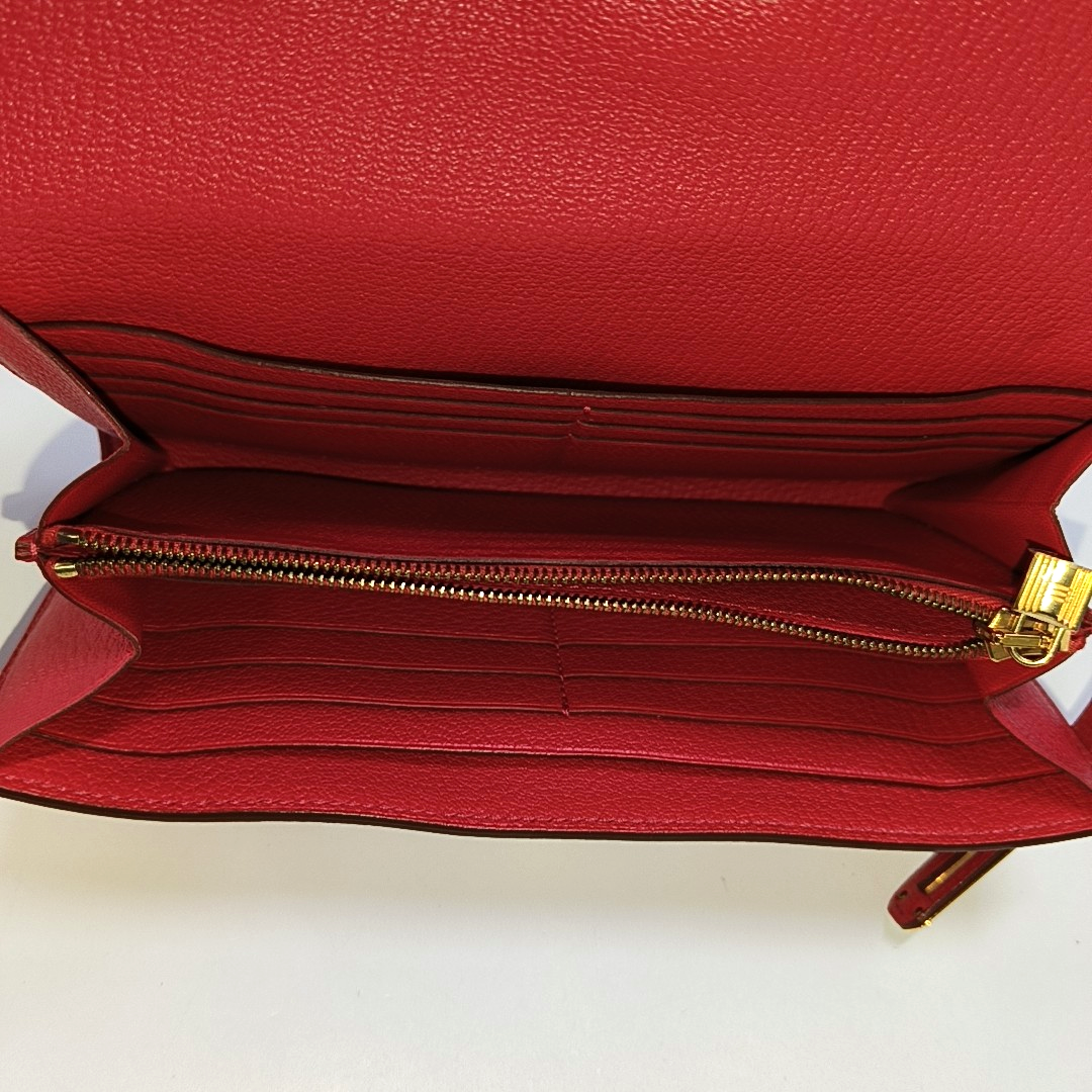 HERMÈS Kelly Rose Chèvre Mysore Goat Leather Wallet Gold Hardware 🄽 Embossed External Stitch-(SKU)-955716204