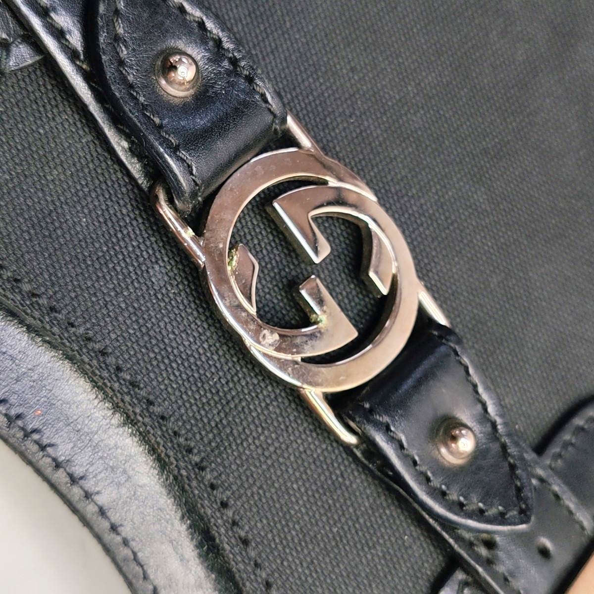 GUCCI Tote bag Black Canvas Quilted Cutout Tote Bag Silver Hardware-(SKU)-948087482
