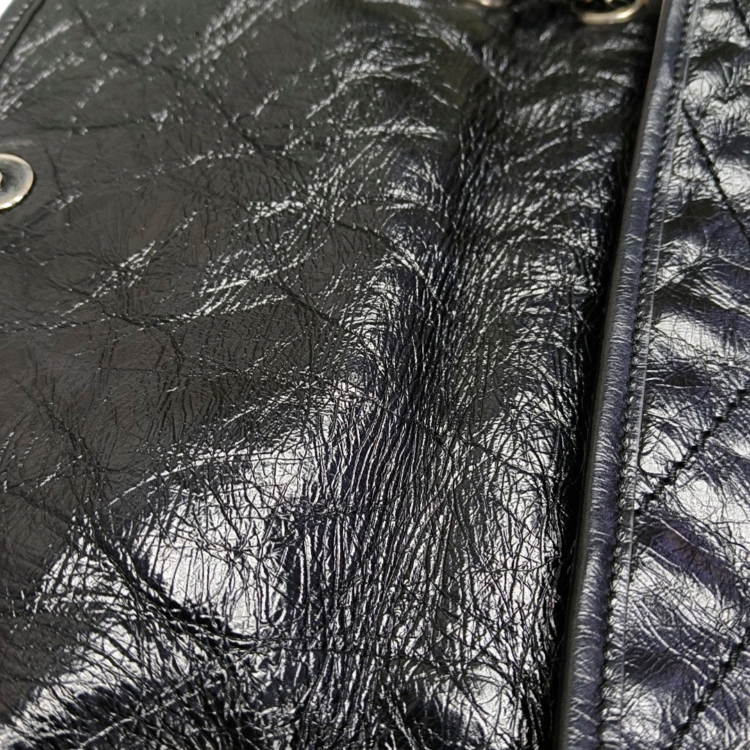 YSL NIKI Medium Black Calfskin Quilted V-Stripe Shoulder Bag and Crossbody with Black Rhodium-Plated Hardware-(SKU)-971324466