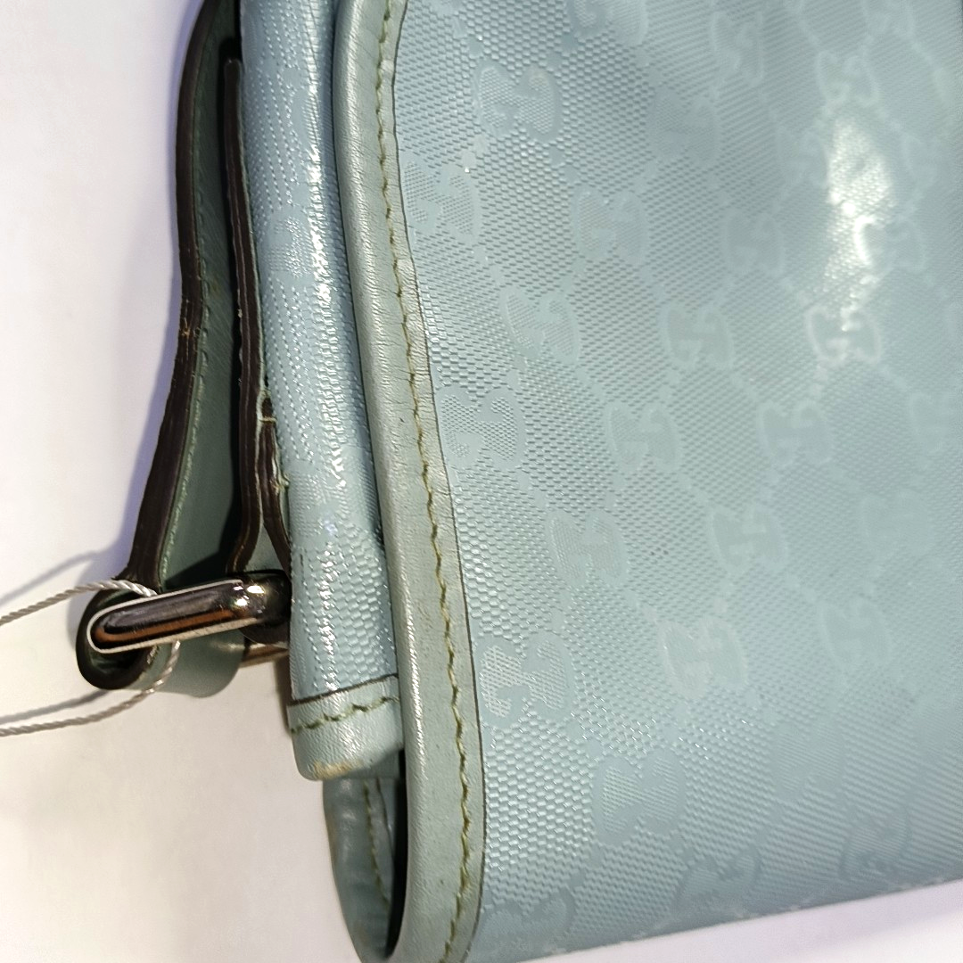 GUCCI Light Blue Coated Canvas La Vieille Russie Single Shoulder Bag Crossbody Bag Silver Hardware-(SKU)-958171840