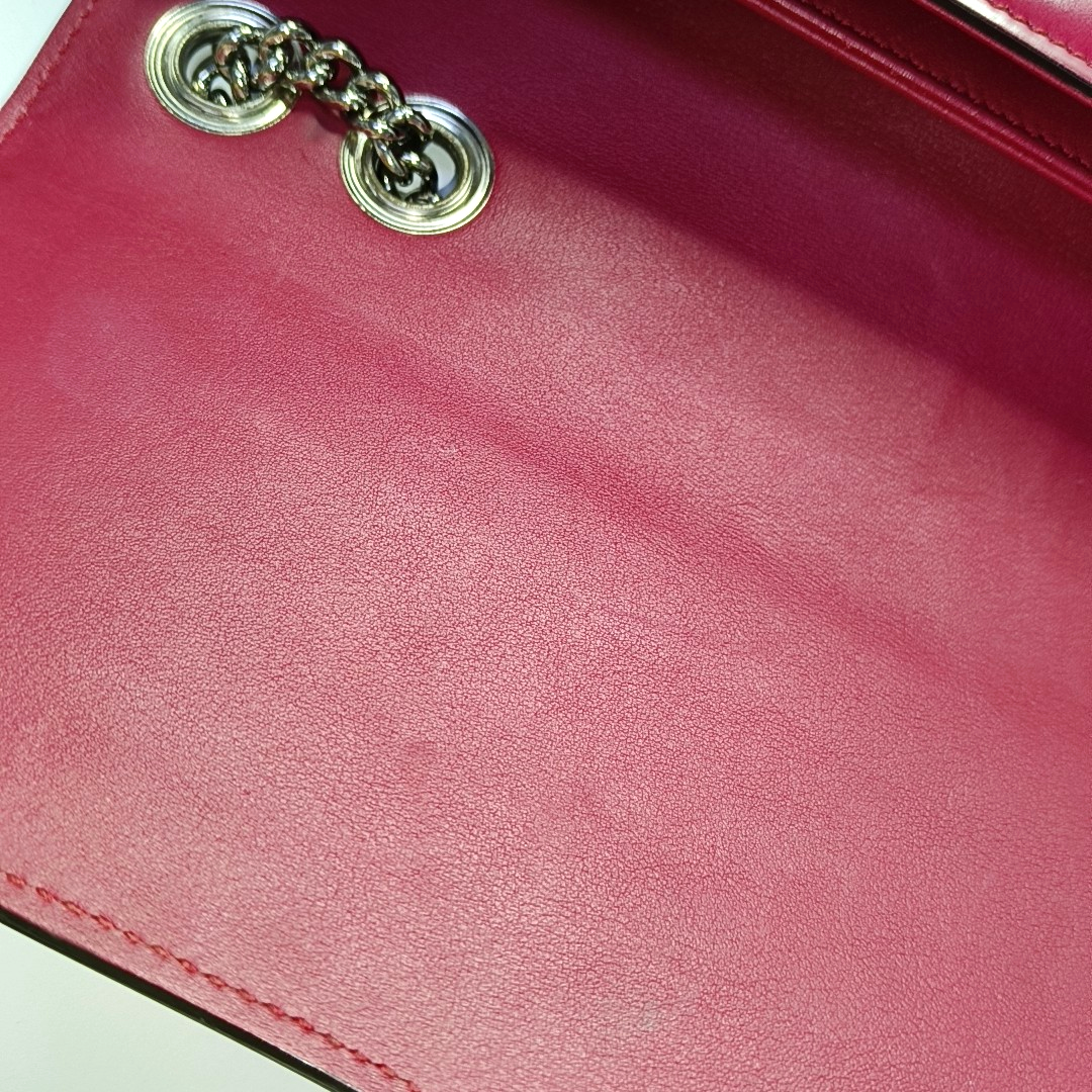GUCCI Interlocking G Large size Fuchsia Leather Shoulder Tote Crossbody Bag Silver Hardware-(SKU)-953004708