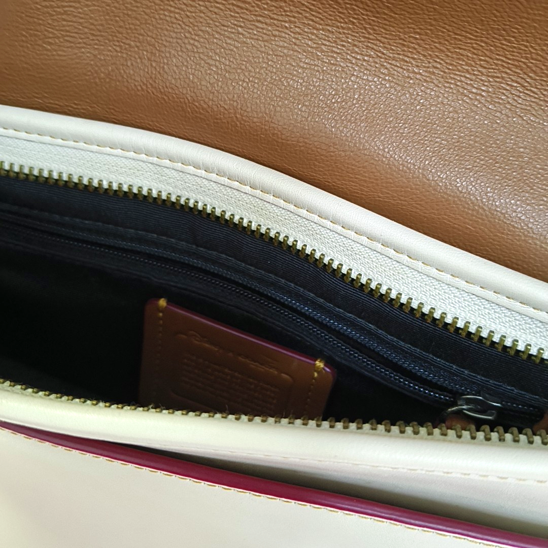 COACH SADDLE 23 Beige Leather Print Crossbody, Single Shoulder Bag Ruthenium color hardware Removable shoulder strap-(SKU)-944545101