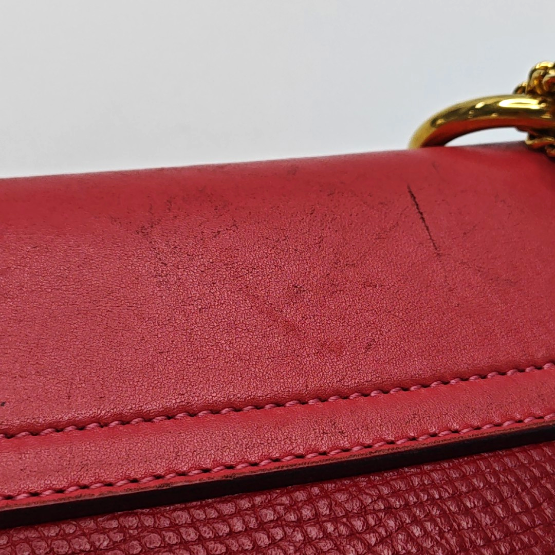 Chloé Drew Medium size Red Leather Piggy Bag Crossbody Single Shoulder Bag Golden hardware-(SKU)-957567853
