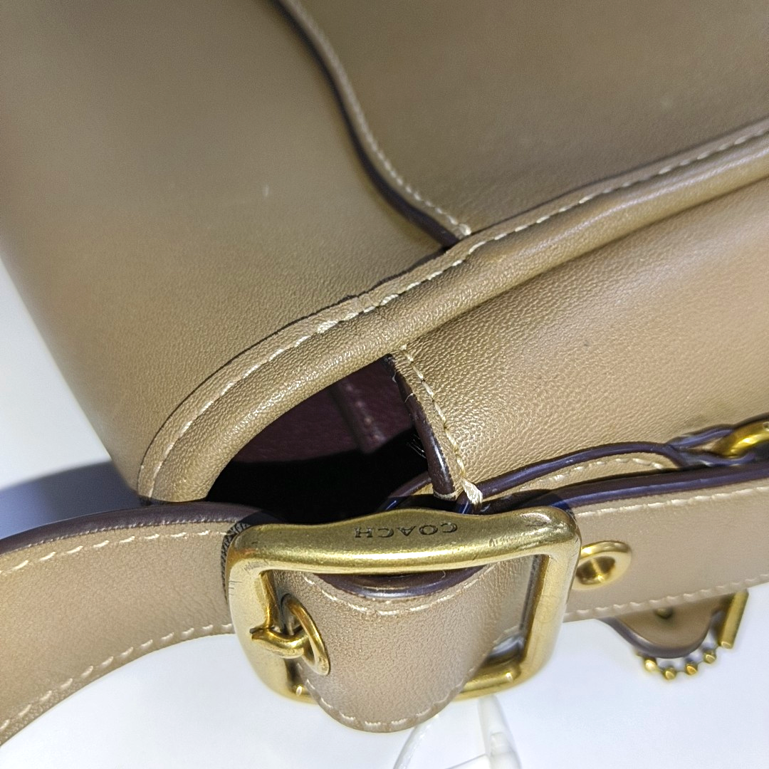 COACH RAMBLER Elephant Gray Calfskin Leather Crossbody Bag Golden hardware Removable shoulder strap-(SKU)-933856249