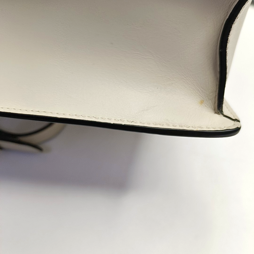 GUCCI Lilith White Cowhide Bamboo Embellished Bag Single Shoulder Bag Crossbody Handbag Silver Hardware Removable shoulder strap-(SKU)-943329956