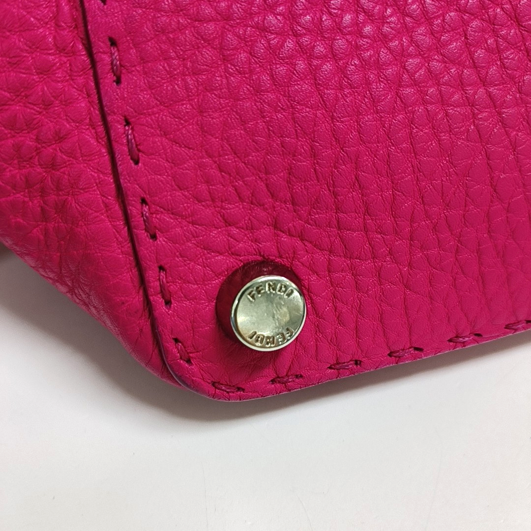 FENDI Tote bag Fuchsia cowhide handbag Silver Hardware-(SKU)-957044385
