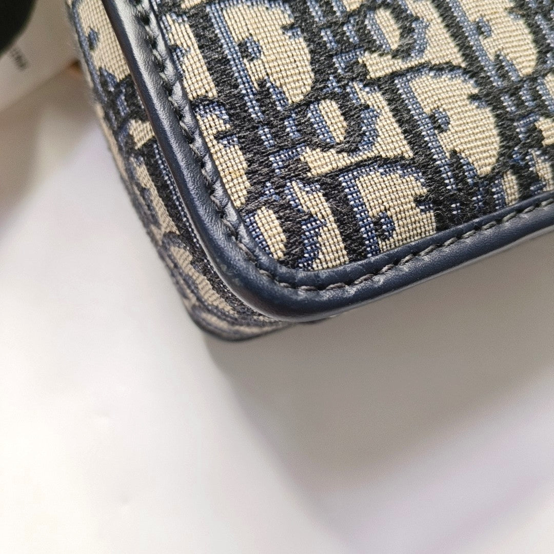 DIOR Dioraddict Blue Canvas Monogram Single Shoulder Bag and Crossbody with Gold Hardware-(SKU)-966513977