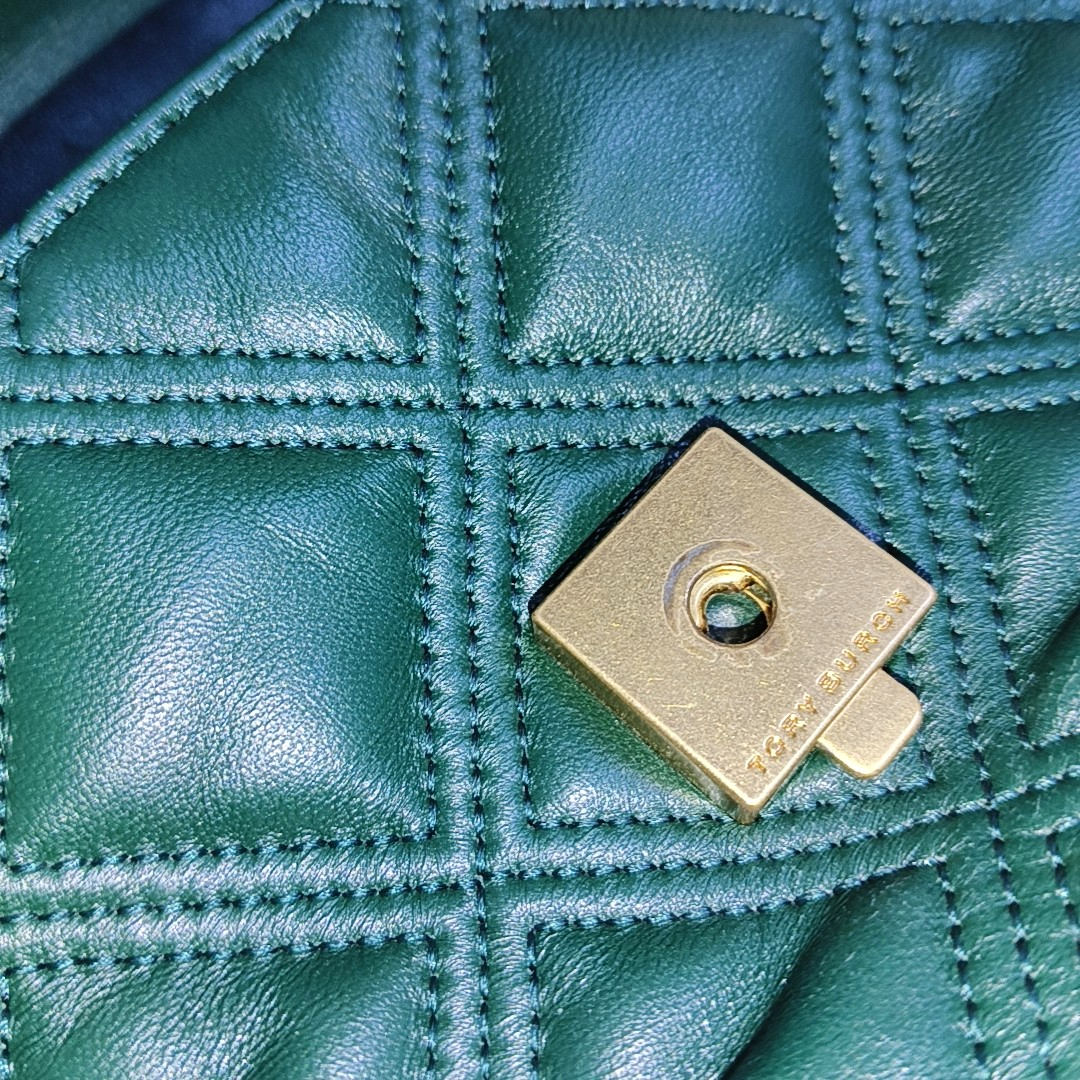 TORY BURCH Fleming Small size Dark Green Calfskin Quilted Crossbody Bag Single Shoulder Bag Golden hardware-(SKU)-942679197
