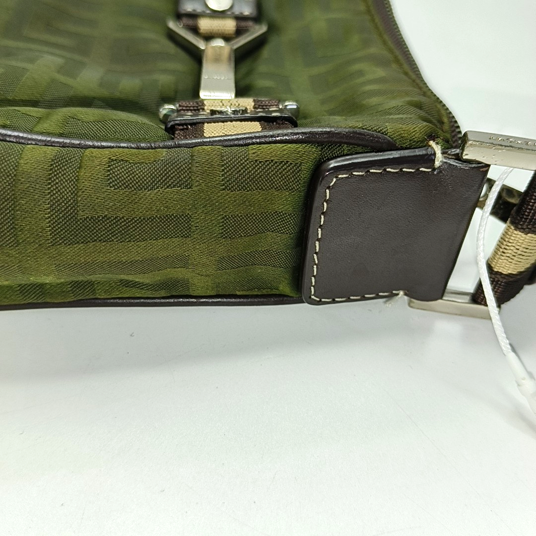 GIVENCHY Deep Green Fabric Floral Single Shoulder Bag Silver Hardware-(SKU)-931311105