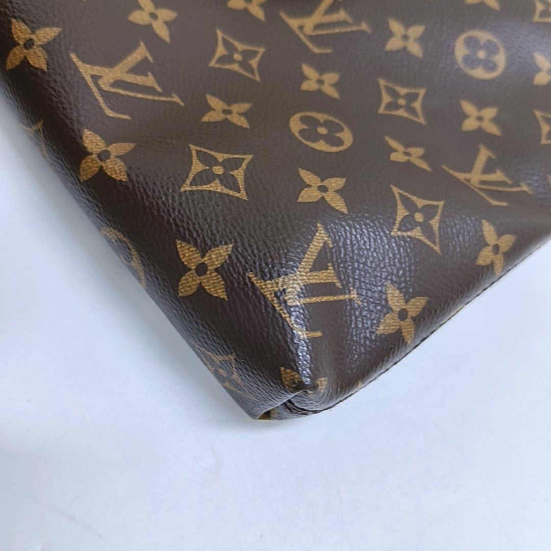 LOUIS VUITTON CARRY IT Brown Coated Canvas Monogram Shoulder Bag Golden Hardware Pockets-(SKU)-962383359