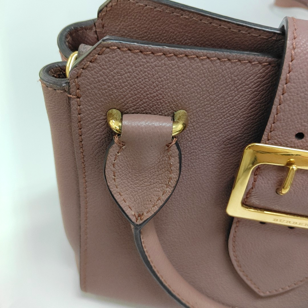 BURBERRY Buckle Pink Cowhide Sling Bag Tote Bag Golden hardware shoulder straps-(SKU)-955529544