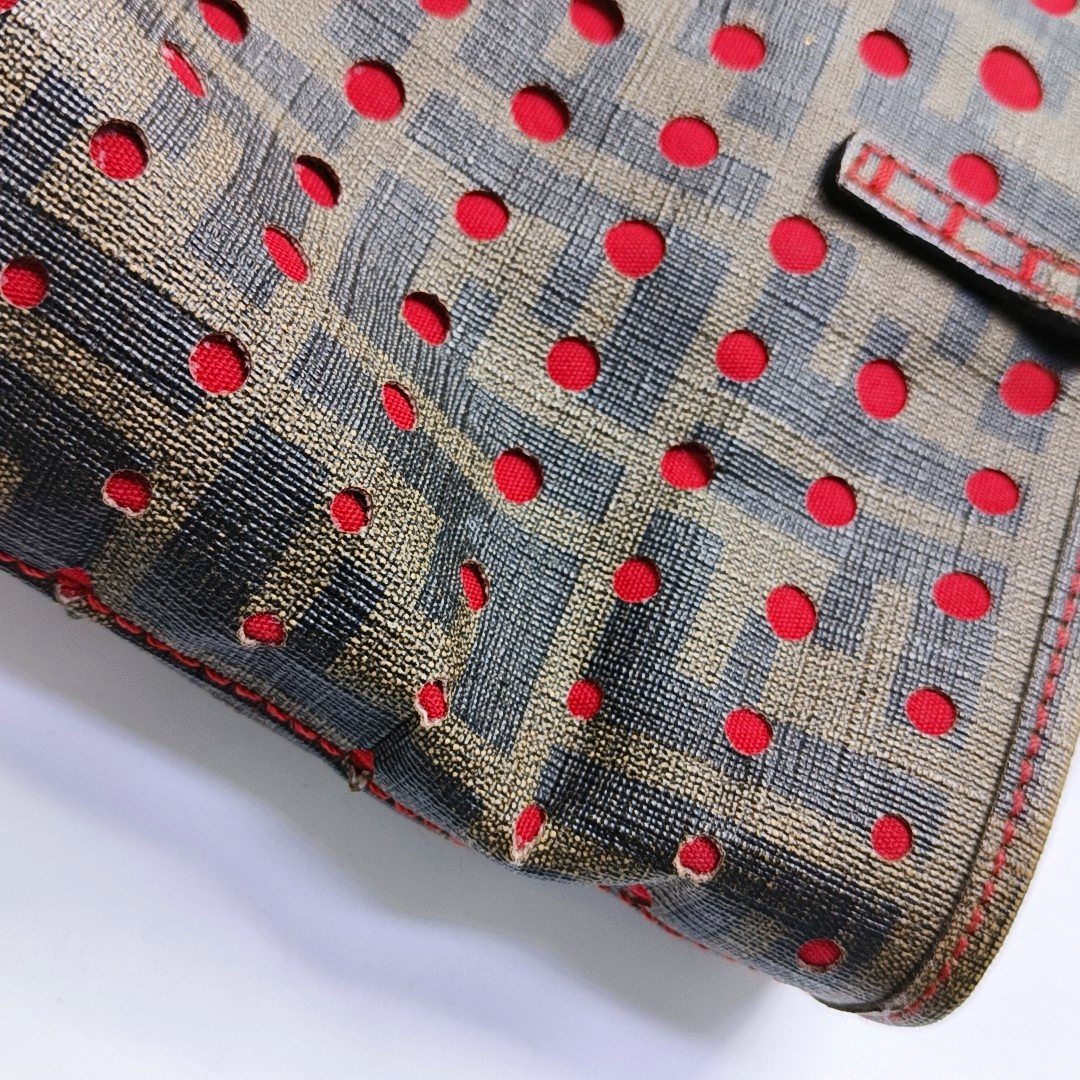 FENDI Tote bag 棕色织物双FHandheld包 Golden hardware-(SKU)-951940750