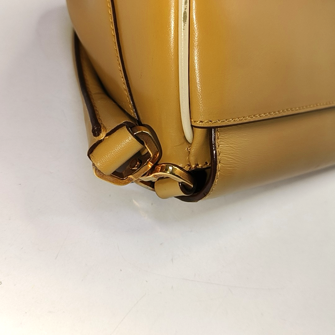 PRADA Ginger Yellow Leather Single Shoulder Tote Bag Golden hardware-(SKU)-957438126
