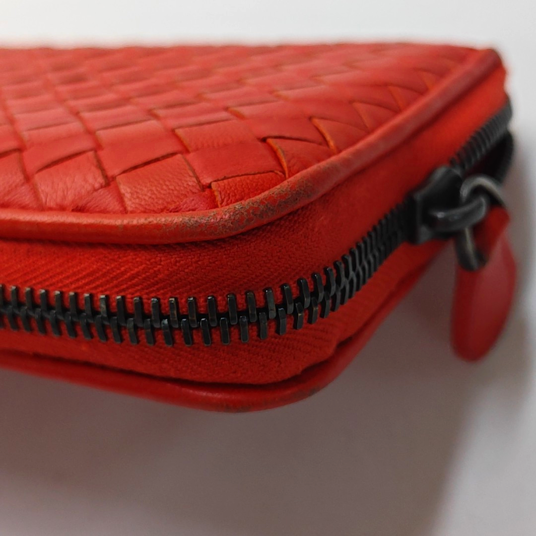 BOTTEGA VENETA Red Sheepskin Weave Wallet Ruthenium color hardware-(SKU)-949846993