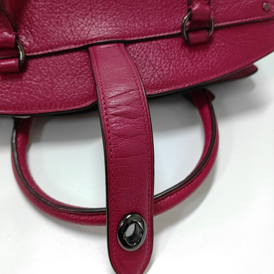 COACH MERCER Fuchsia Leather Studs Carriage Single Shoulder Bag Crossbody Handbag Black hardware Removable shoulder strap-(SKU)-934322406
