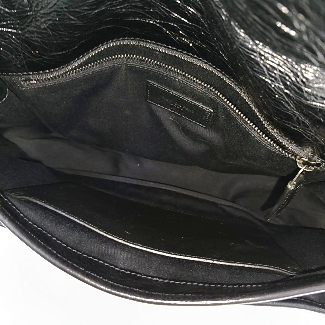 YSL NIKI Medium Black Calfskin Quilted V-Stripe Shoulder Bag and Crossbody with Black Rhodium-Plated Hardware-(SKU)-971324466