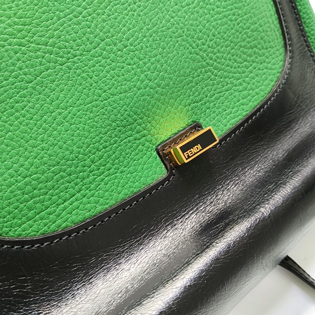 FENDI Black Calfskin Crossbody Bag Golden Silver Hardware Removable shoulder strap-(SKU)-947588628