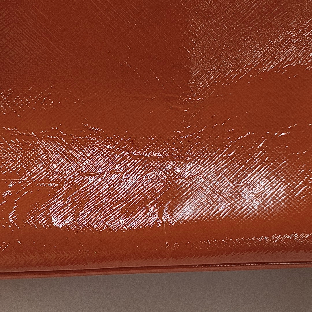 PRADA Promenade Orange Red Cowhide Logo Cross Grain Single Shoulder Crossbody Bag Golden hardware Removable shoulder strap-(SKU)-957813224