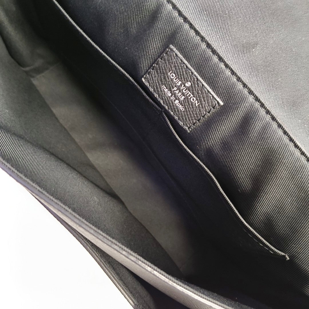 LOUIS VUITTON TAIGARAMA Black Coated Canvas Monogram Tote Shoulder Bag with Silver Hardware-(SKU)-965640486