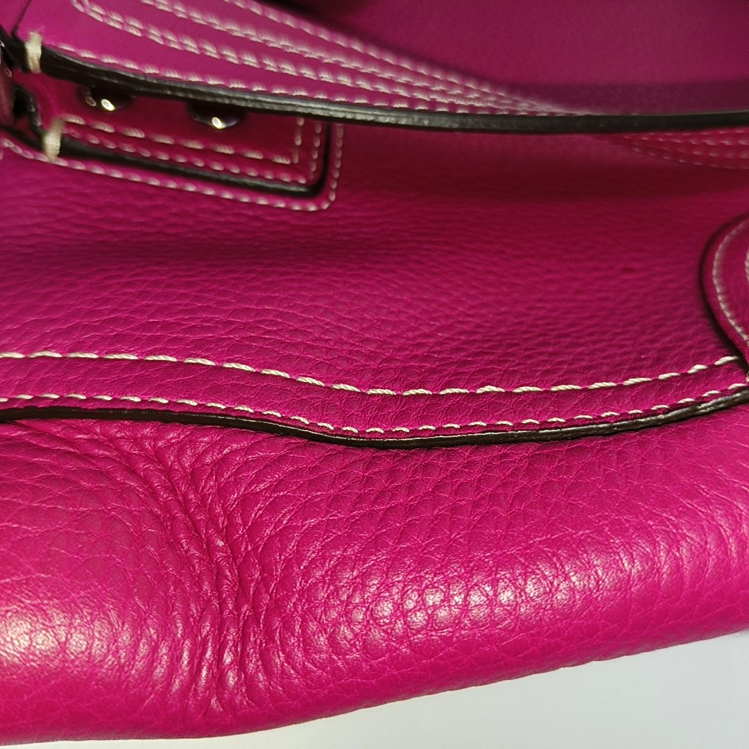 COACH Tote bag Hot Pink Leather Shoulder and Handbag Silver Hardware-(SKU)-933278329