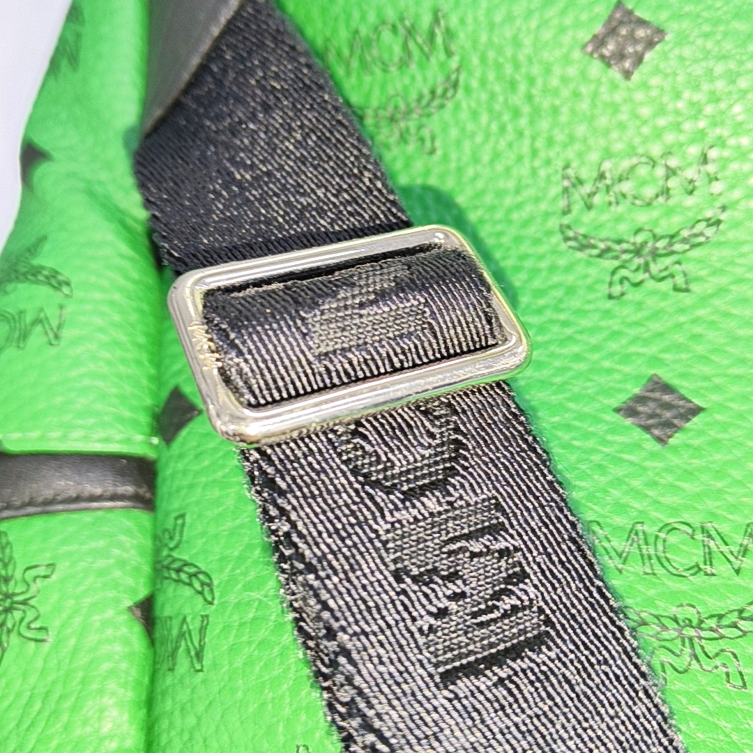 MCM STARK Small size Green Coated Canvas Monogram Studs Backpack Handbag Silver Hardware Sub-bag-(SKU)-940018584