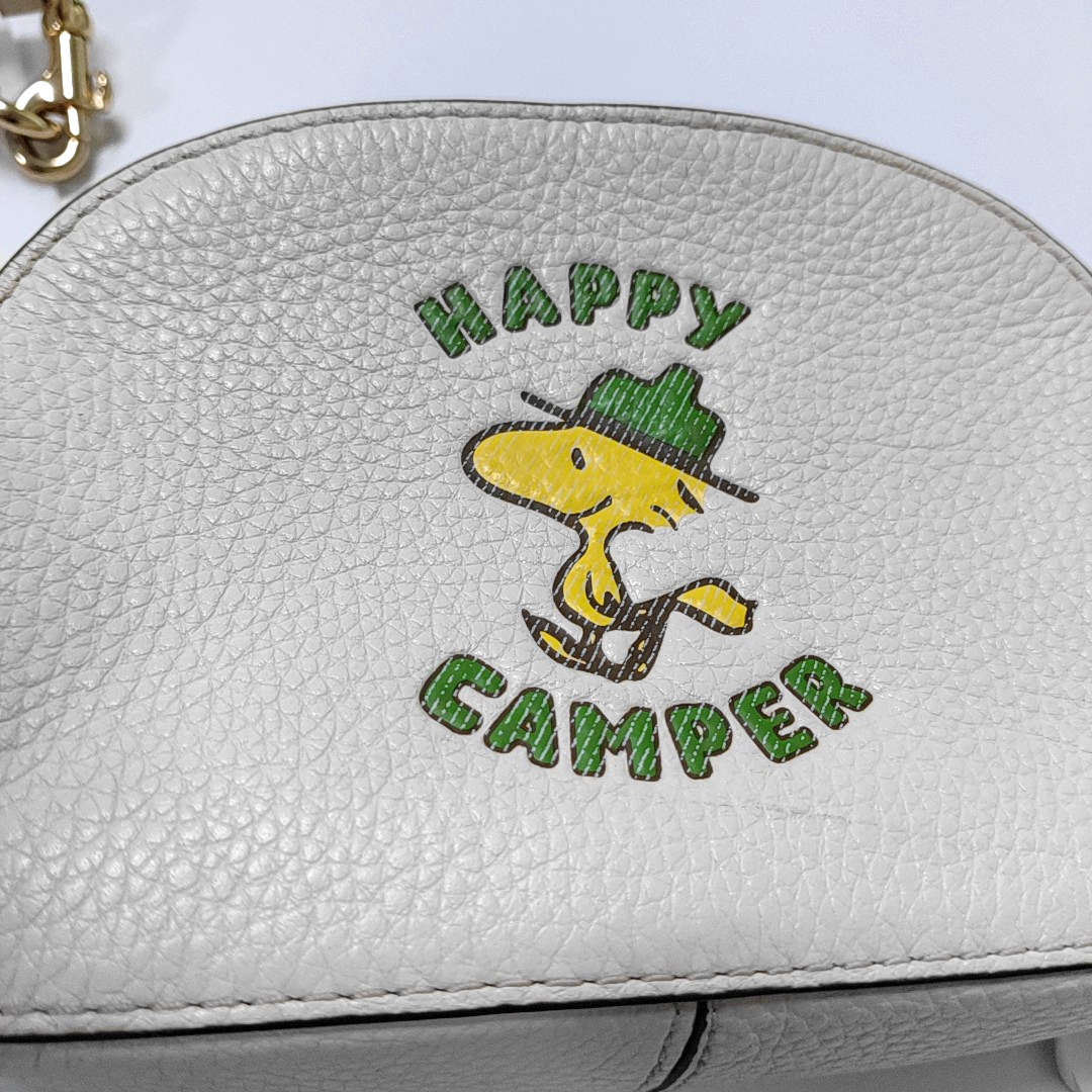 COACH White Leather Printed Single Shoulder Bag Crossbody Golden hardware Removable shoulder strap-(SKU)-933824945