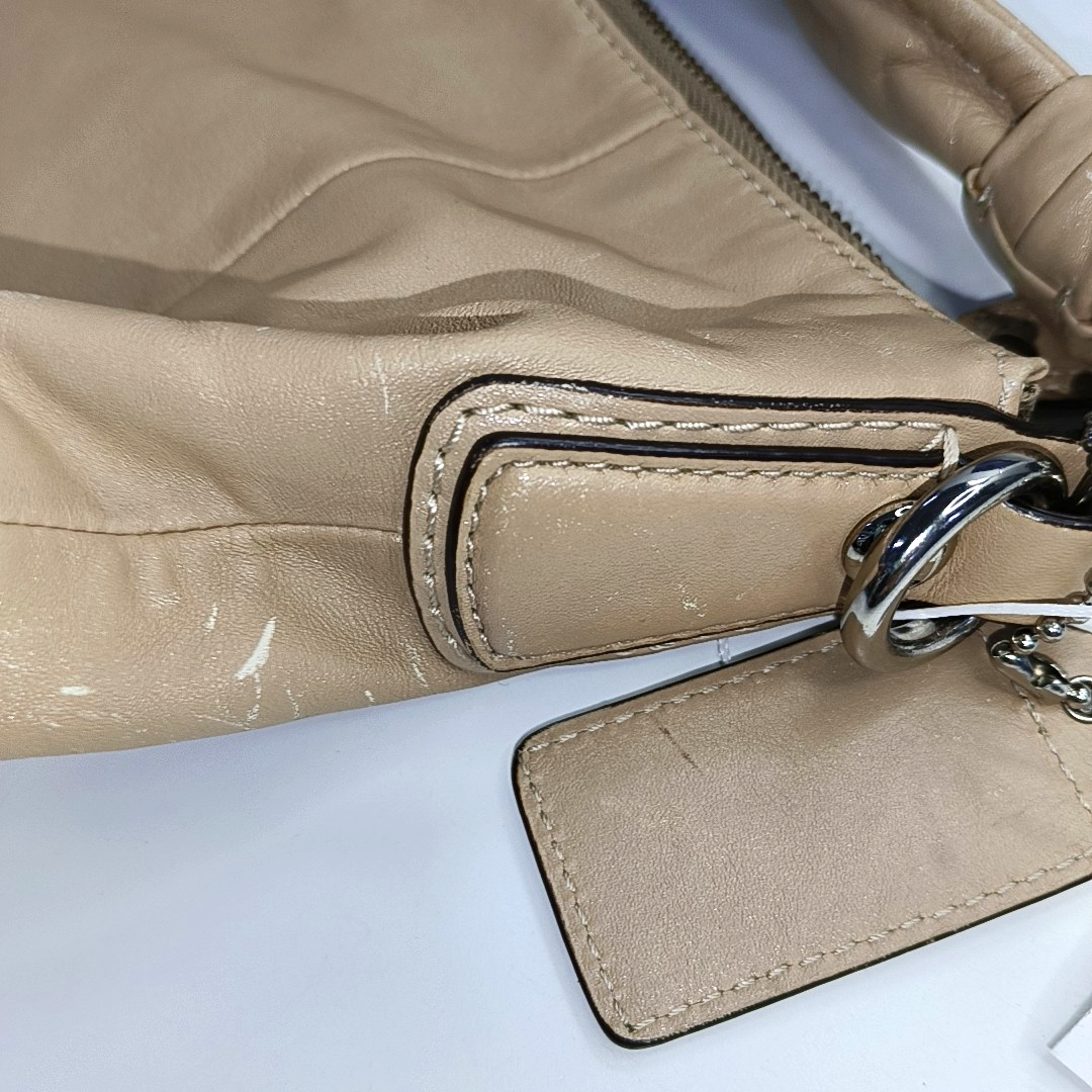 COACH Khaki Leather Single Shoulder Bag Tote Bag Crossbody Bag Silver Hardware Removable shoulder strap-(SKU)-929318439