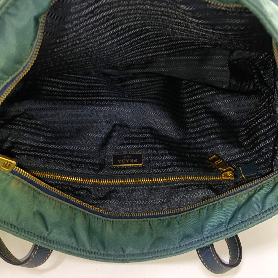 PRADA Tote bag Teal Nylon Logo Single Shoulder Bag, Handbag Golden hardware-(SKU)-952291642