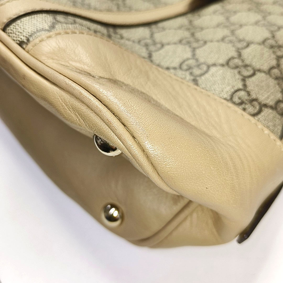 GUCCI Small size Khaki Coated Canvas Monogrammed Single Shoulder Bag Tote Golden hardware Removable shoulder strap-(SKU)-942536212