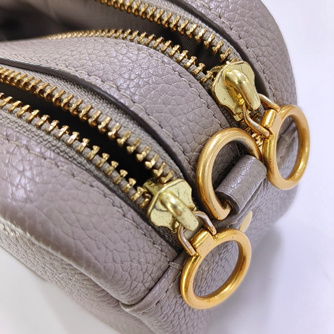 TORY BURCH Perry Grey Leather Embossed Crossbody Bag Single Shoulder Bag Golden hardware Removable shoulder strap-(SKU)-951355825