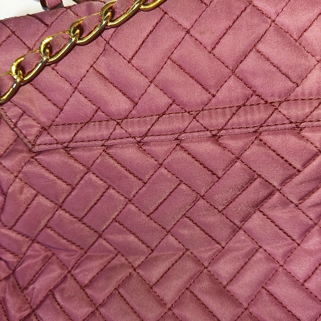 PRADA Pink Fabric Quilted Tassel Crossbody Bag Golden hardware-(SKU)-932708784