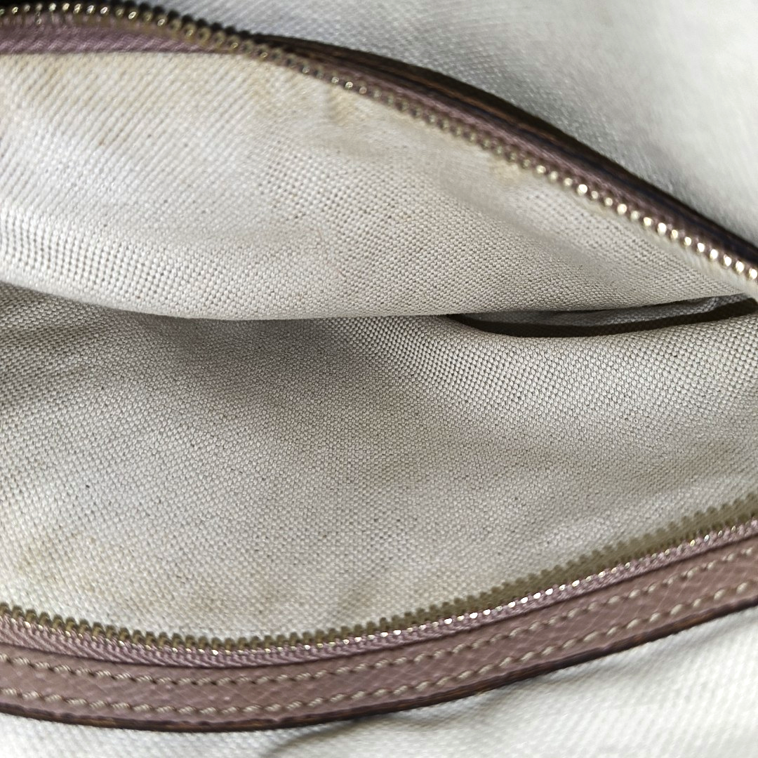 GUCCI Bree Khaki Canvas Monogram Tote Bag Single Shoulder Bag Golden hardware-(SKU)-959592766