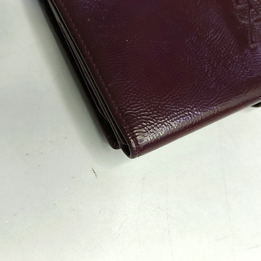 YSL Pink Purple Leather Embossed Wallet-(SKU)-954355726