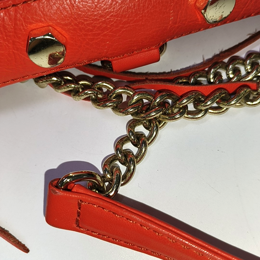 REBECCA MINKOFF M.A.C. Orange Red Cowhide Single Shoulder Bag, Crossbody Golden hardware Removable shoulder strap-(SKU)-935255906
