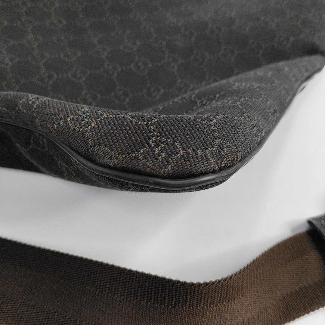 GUCCI Dark Brown Canvas Vintage Shoulder and Crossbody Bag Silver Hardware-(SKU)-957590302