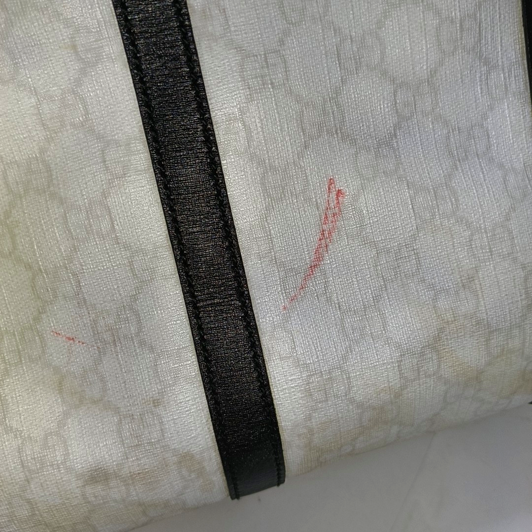 GUCCI Joy White Coated Canvas Monogram Handbag Golden hardware-(SKU)-942429656