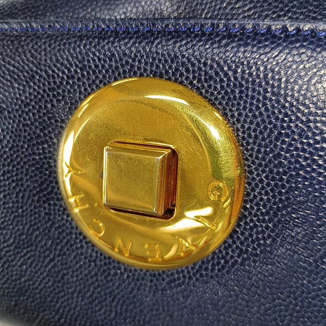 GIVENCHY Box Bag Dark Blue Leather Handbag Golden hardware-(SKU)-12936478