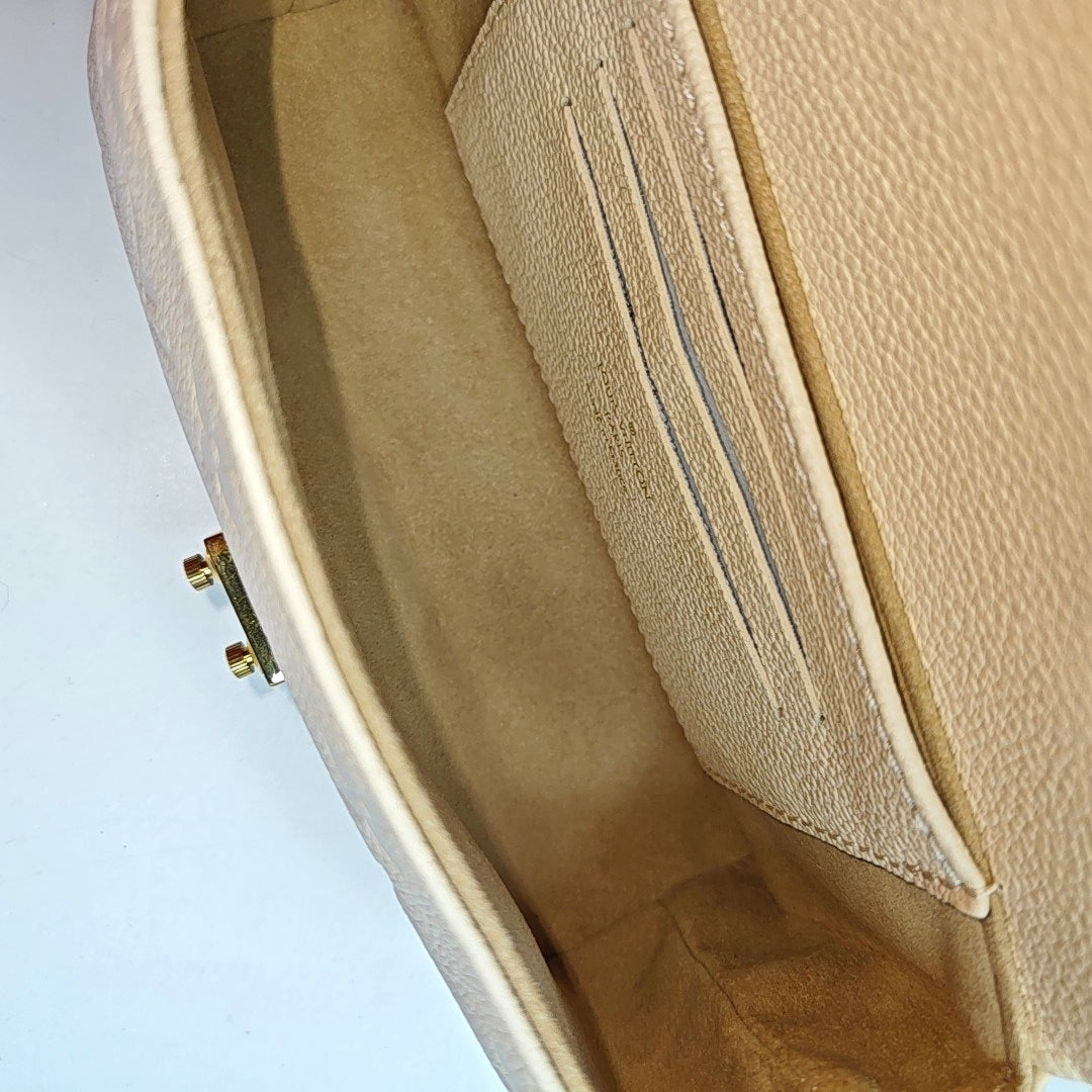 LOUIS VUITTON MADELEIN Nano White Leather Monogram Embossed Shoulder Bag Tote Bag Crossbody Bag Golden Hardware Removable Shoulder Strap Accessories Included-(SKU)-966288276