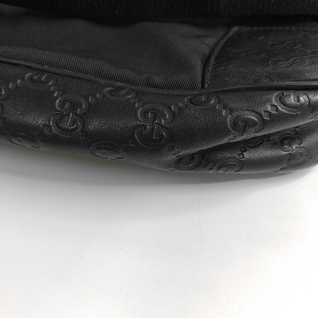 GUCCI Messenger Black Fabric Embossed Shoulder Bag Crossbody Bag Silver Hardware-(SKU)-945046020