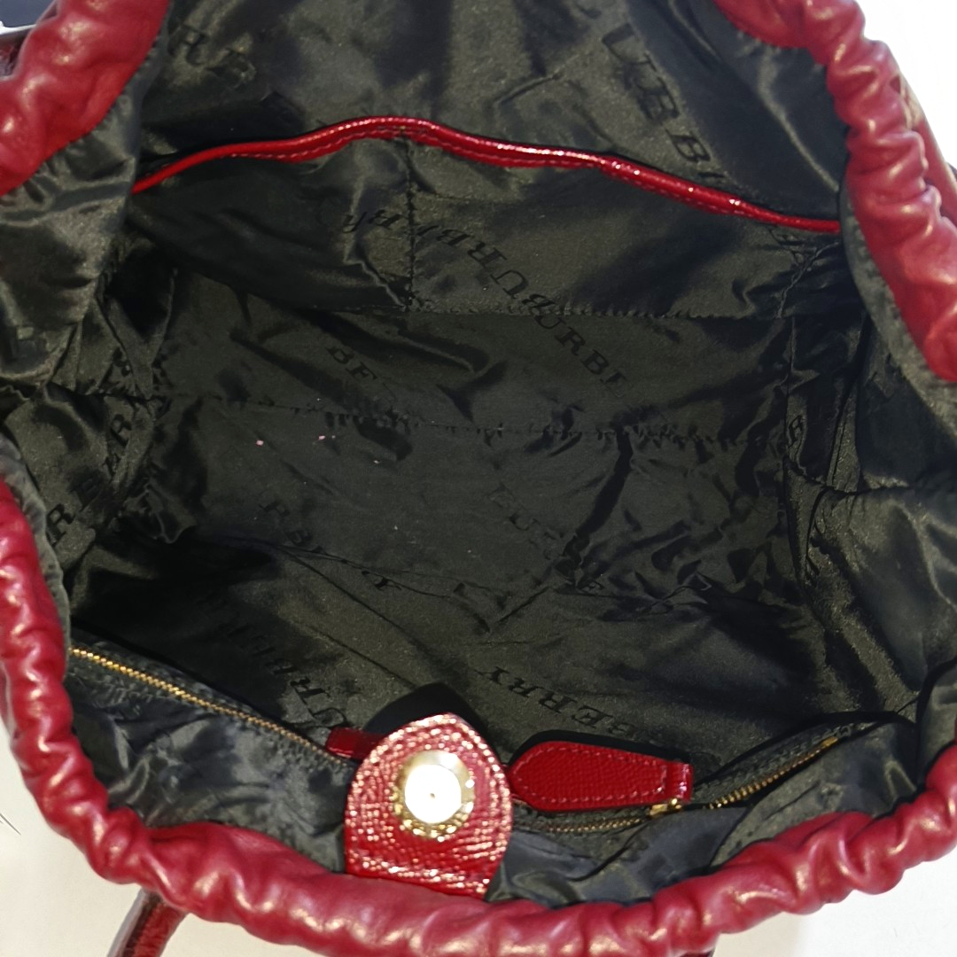 BURBERRY Dinton Red Cowhide Tote Bag Golden hardware-(SKU)-944819144