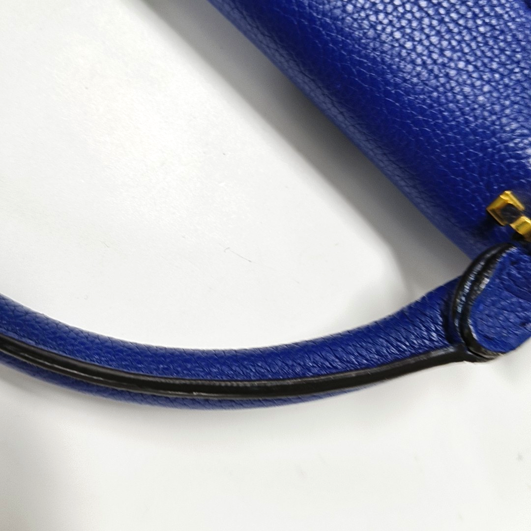 CELINE TRAPEZE Small size Blue Calfskin Swing Bag Single Shoulder Bag Handbag Golden hardware Removable shoulder strap-(SKU)-14291414