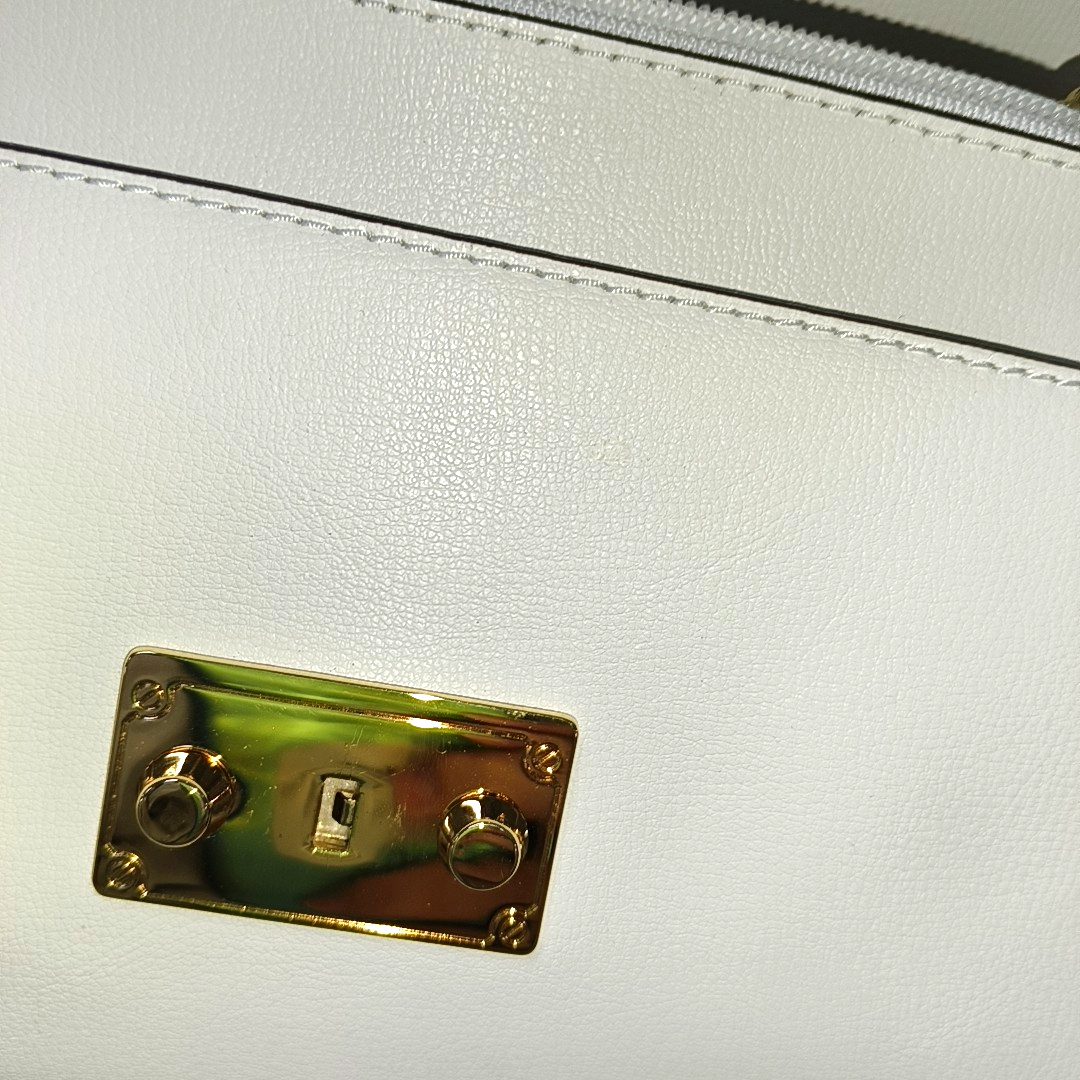 MICHAEL KORS Whitney Large size White Cowhide Single Shoulder Bag Crossbody Handbag Golden hardware-(SKU)-936827324