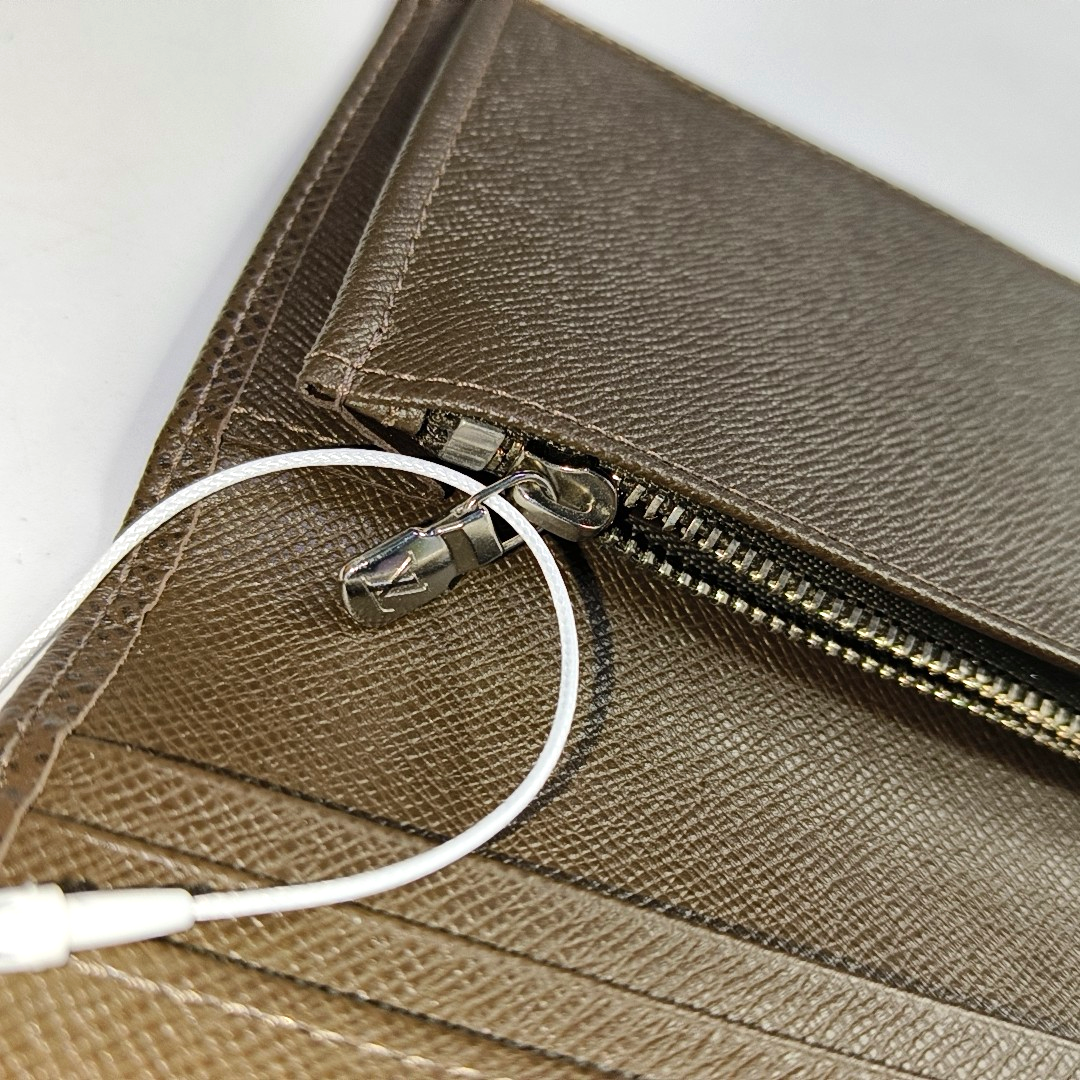 LOUIS VUITTON BRAZZA Brown Cowhide Wallet Silver Hardware Complete Accessories-(SKU)-956018546
