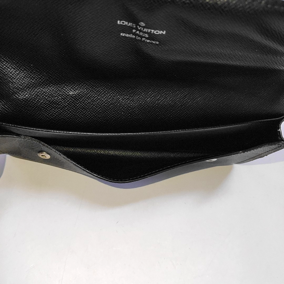 LOUIS VUITTON GRAPHITE LONG Gray Coated Canvas Chessboard Plaid Wallet Silver Hardware Sub-bag-(SKU)-943616595