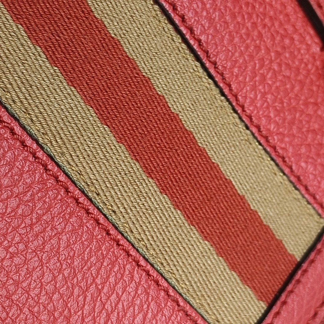 GUCCI DOME Red Cow Leather Striped Strap Single Shoulder Bag Handbag Crossbody Bag Silver Hardware Removable shoulder strap-(SKU)-960336464