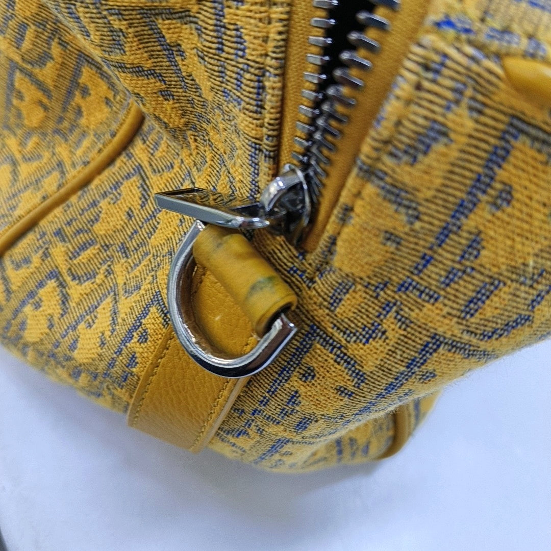 DIOR Lingot Yellow Canvas Monogram Boston Bag Crossbody Shoulder Bag Tote Bag-(SKU)-969531288