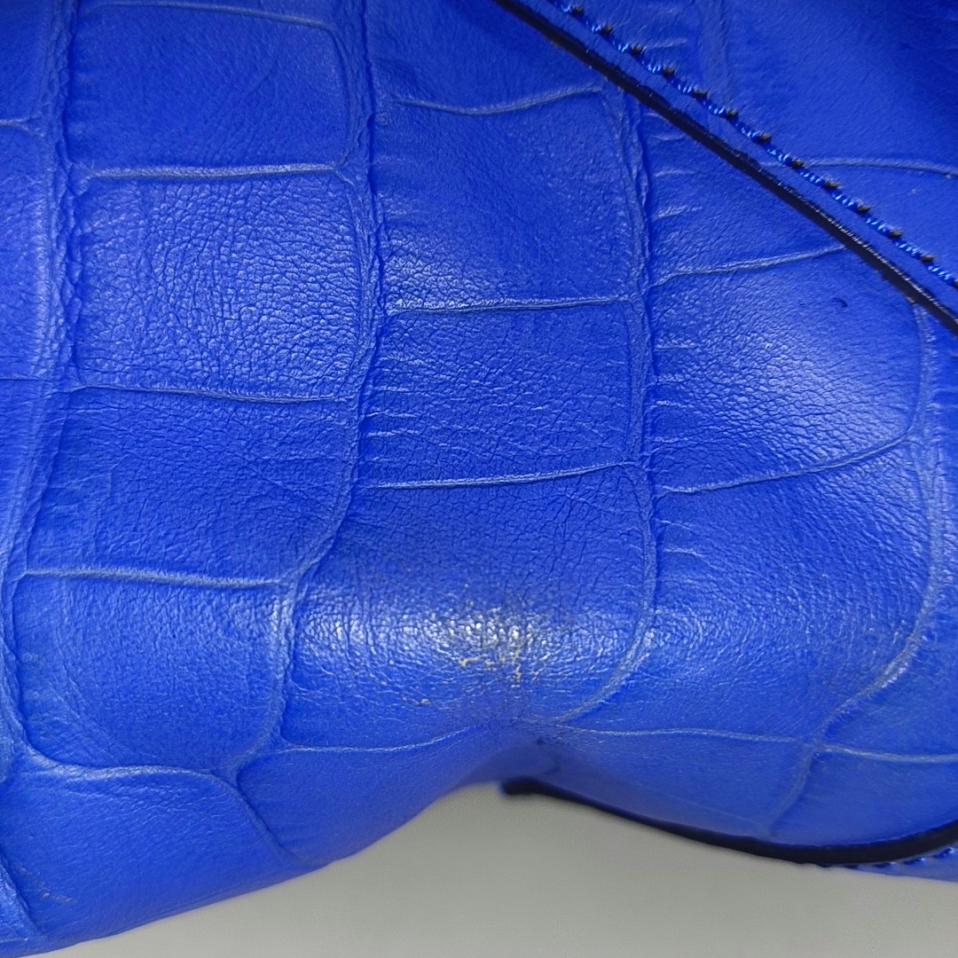 MCM NUOVO Blue Leather Crocodile Print Handbag Golden hardware-(SKU)-14502100